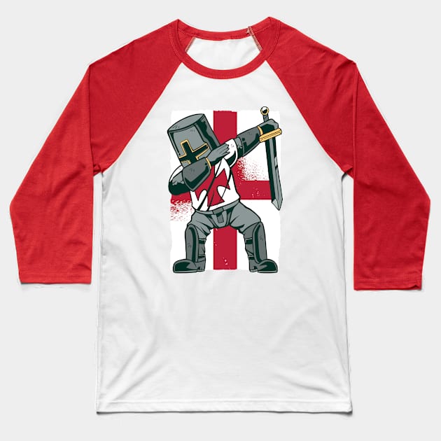 Funny St Georges Day Dabbing Knight England Flag Kids Mens Baseball T-Shirt by pipsmerch